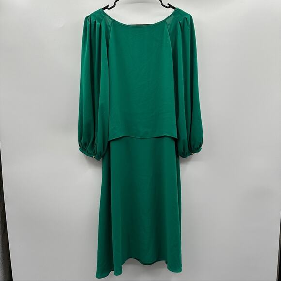 Anthropologie Maeve Valparaiso Emerald Green‎ Tie Front Midi Dress Size 10 - Picture 4 of 9